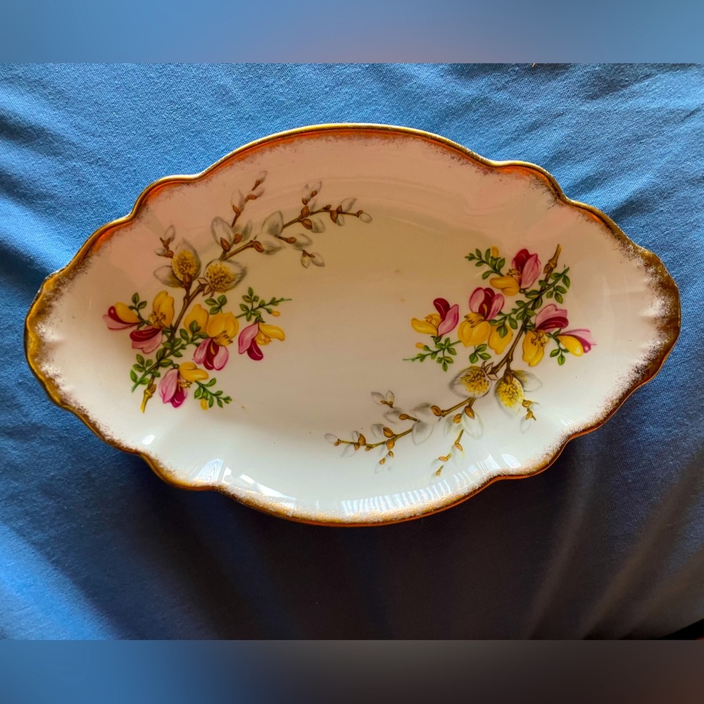 Royal Standard Fine Bone China Floral Platter with Gold Trim